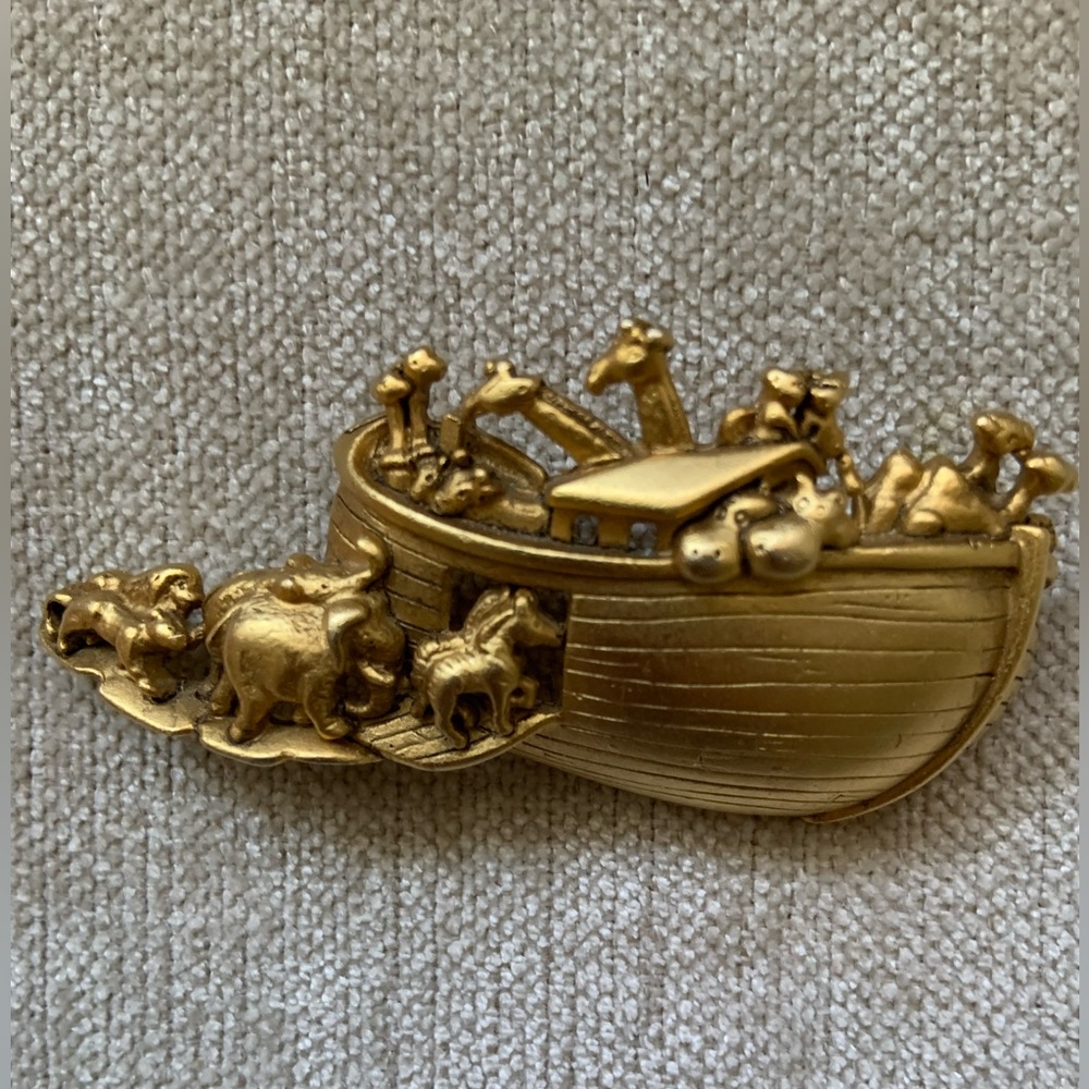 Gold Animal Noah Ark Brooch